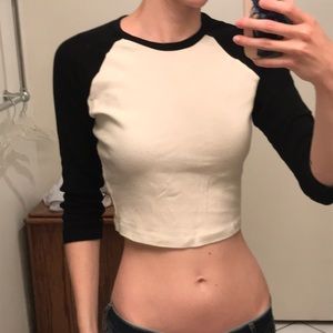 Wild Fable black and white raglan crop top